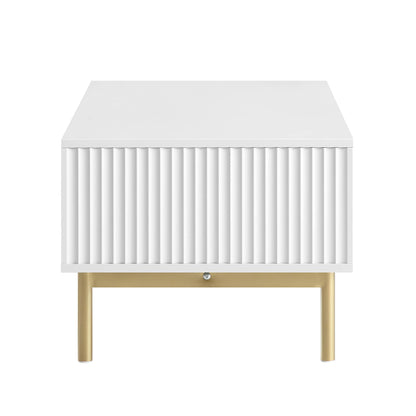 Table basse Richmond striée avec tiroir, blanc mat