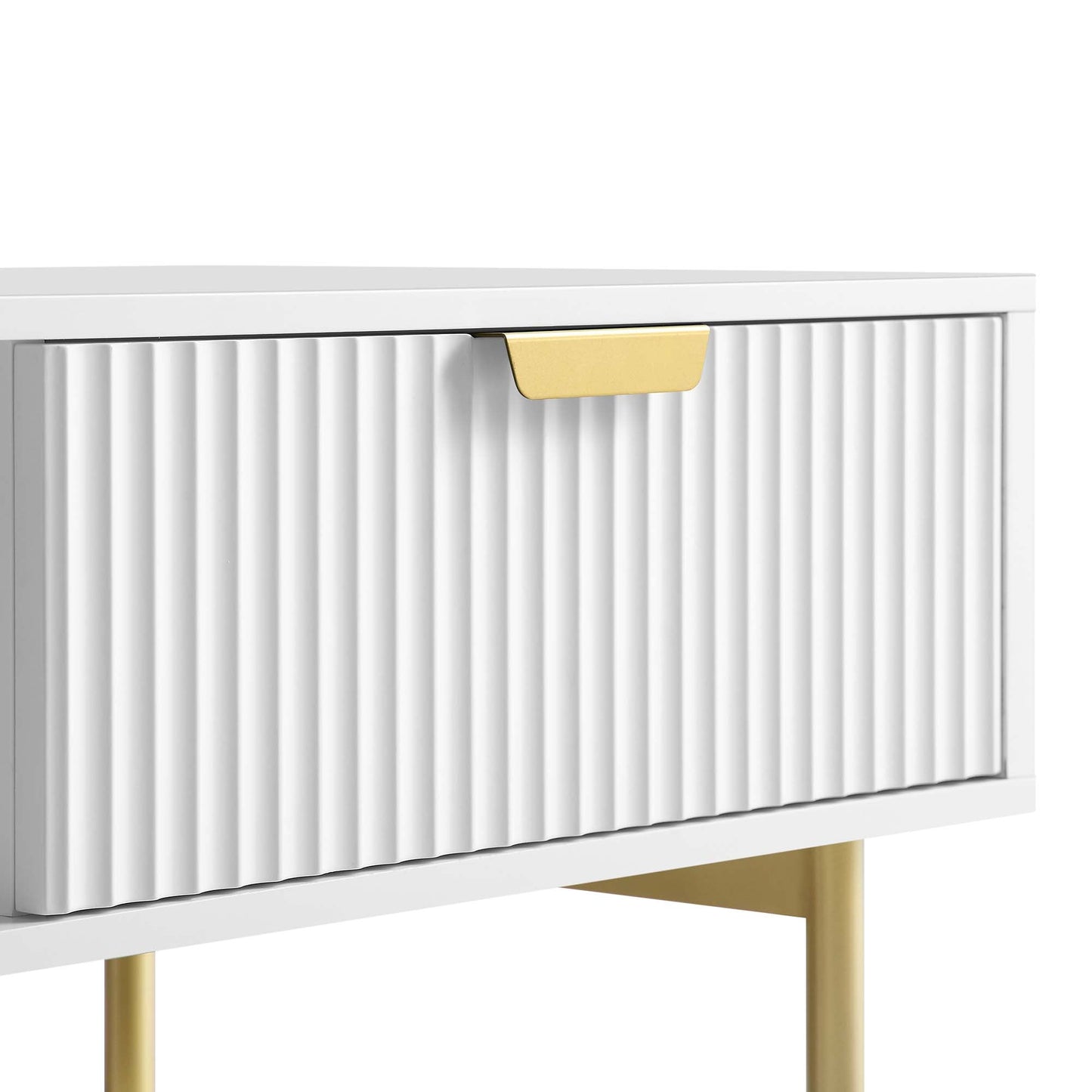 Table basse Richmond striée avec tiroir, blanc mat