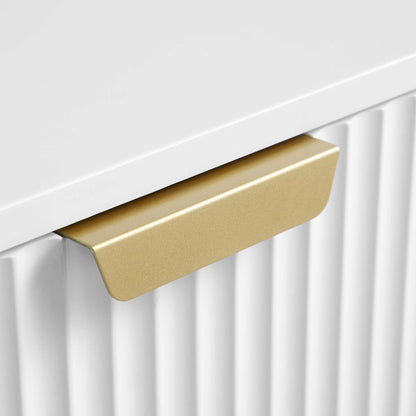 Table basse Richmond striée avec tiroir, blanc mat