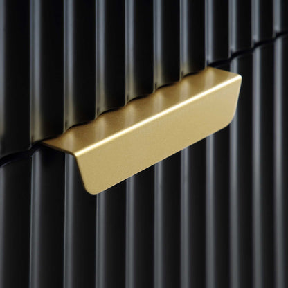 Armoire striée Richmond à 2 portes et tiroirs, noir mat