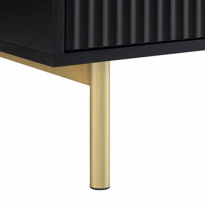 Armoire striée Richmond à 2 portes et tiroirs, noir mat