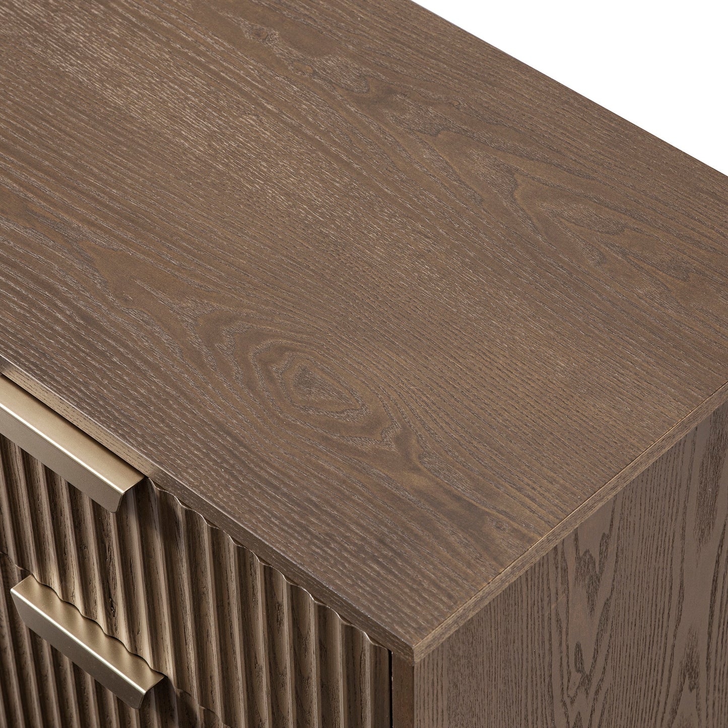 Armoire Richmond striée à 2 portes avec tiroirs, frêne foncé