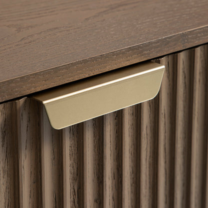 Armoire Richmond striée à 2 portes avec tiroirs, frêne foncé