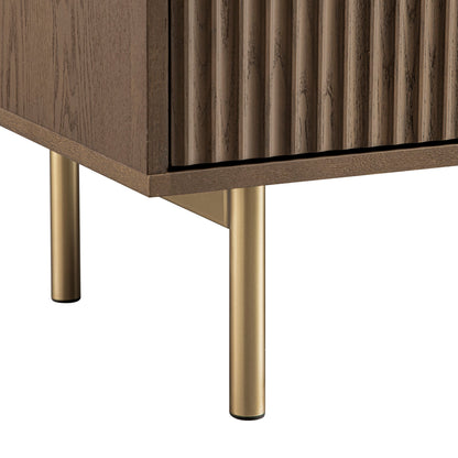 Armoire Richmond striée à 2 portes avec tiroirs, frêne foncé