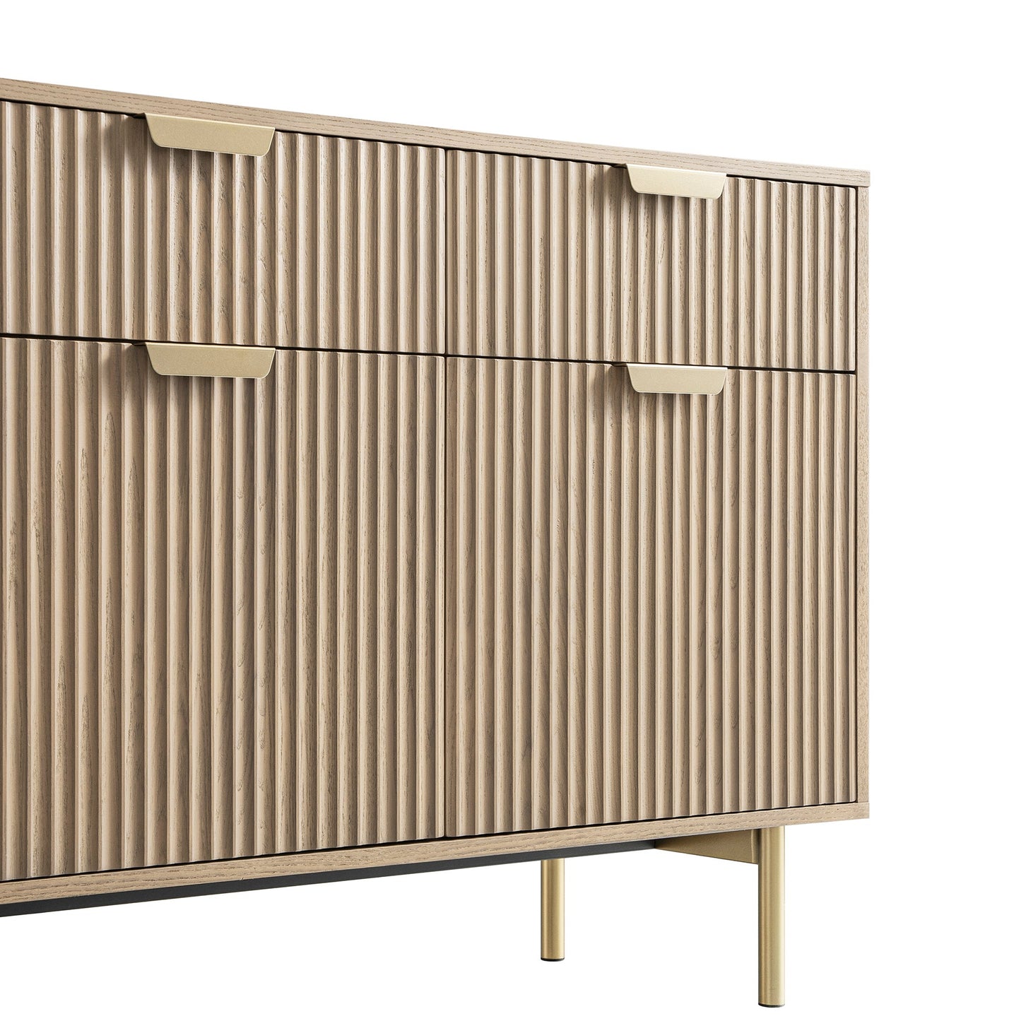 Armoire striée Richmond à 2 portes et tiroirs, frêne clair