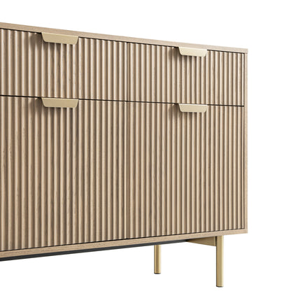 Armoire striée Richmond à 2 portes et tiroirs, frêne clair