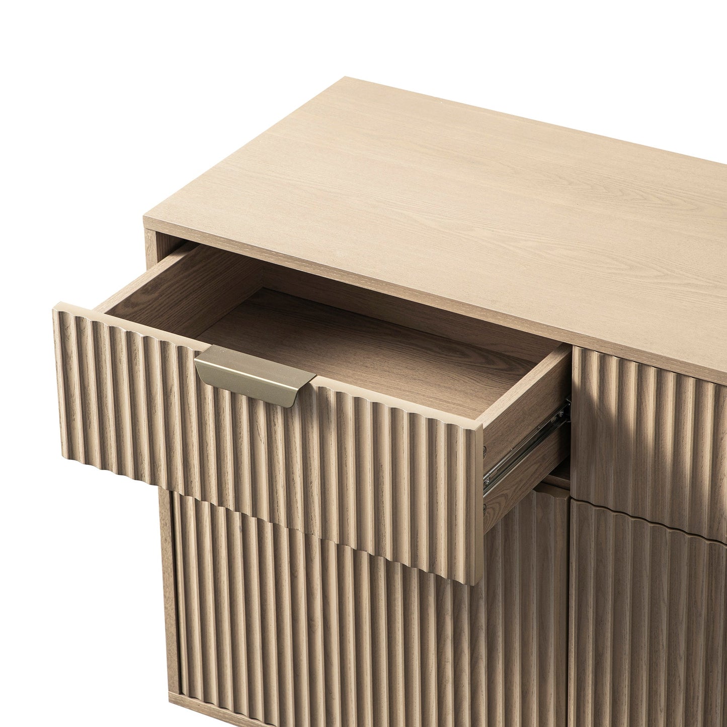 Armoire striée Richmond à 2 portes et tiroirs, frêne clair