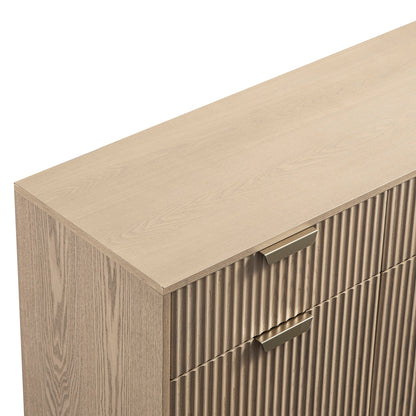 Armoire striée Richmond à 2 portes et tiroirs, frêne clair