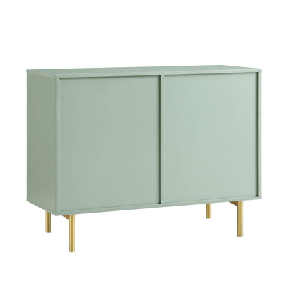 Armoire Richmond striée à 2 portes avec tiroirs, vert sauge mat