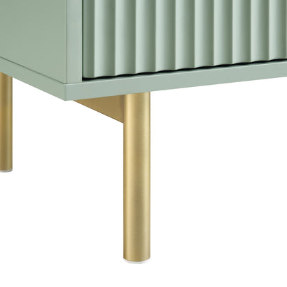 Armoire Richmond striée à 2 portes avec tiroirs, vert sauge mat