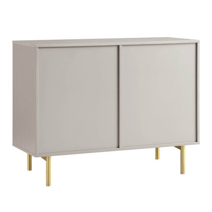 Armoire Richmond striée à 2 portes avec tiroirs, taupe mat