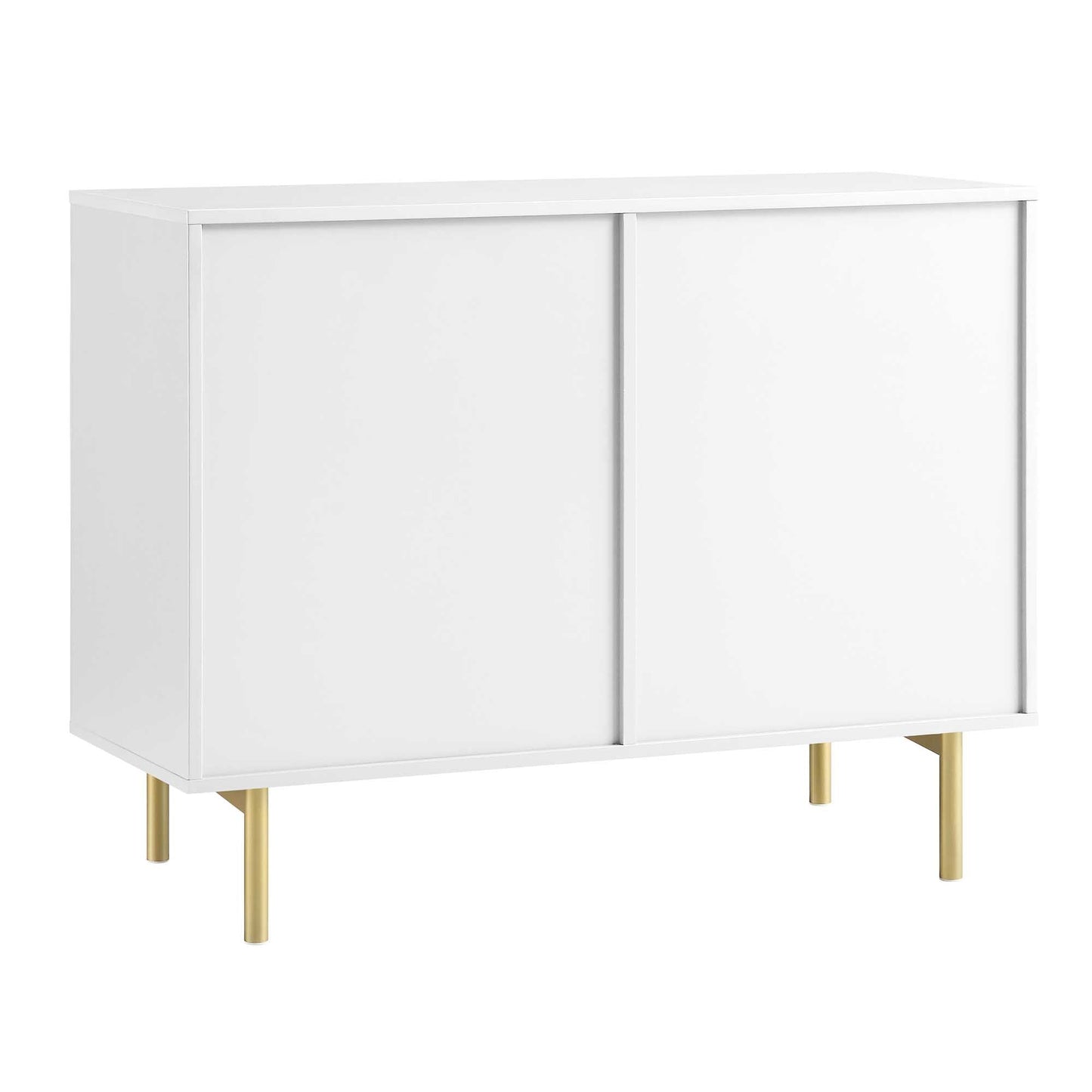 Armoire Richmond striée à 2 portes avec tiroirs, blanc mat