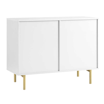 Armoire Richmond striée à 2 portes avec tiroirs, blanc mat