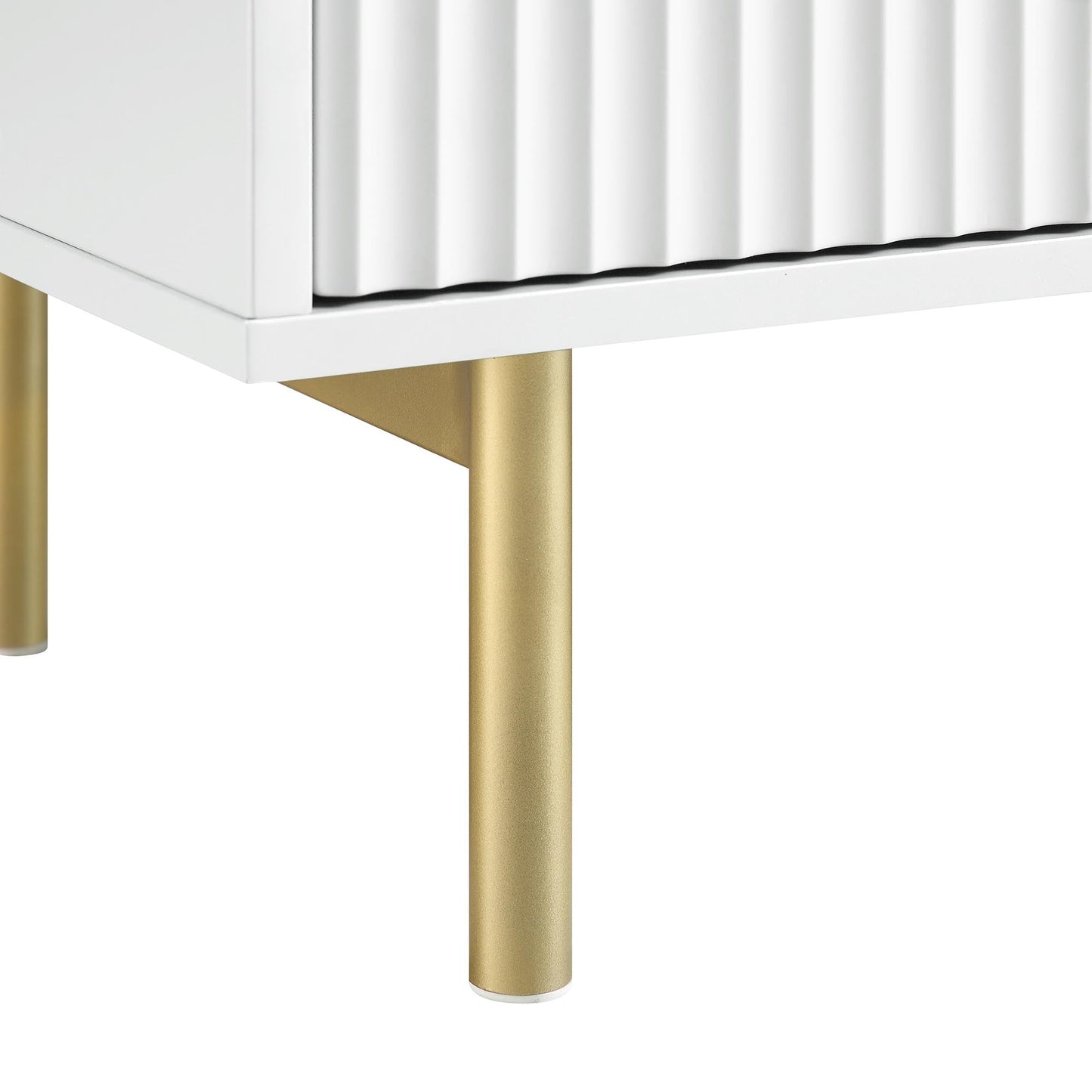 Armoire Richmond striée à 2 portes avec tiroirs, blanc mat