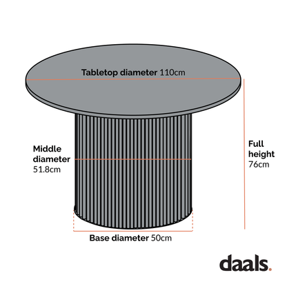 Table à manger ronde Maru en chêne, finition blanc délavé