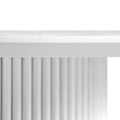 Table à manger ronde Maru en chêne, finition blanc délavé