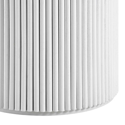 Table à manger ronde Maru en chêne, finition blanc délavé