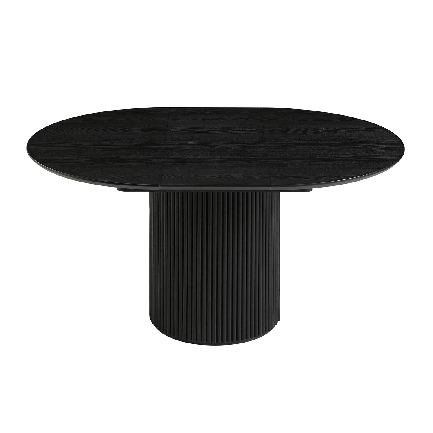 Table à manger ronde extensible Maru 4 à 6 places avec piédestal en chêne, noire