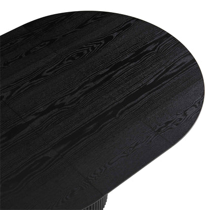 Table à manger ronde extensible Maru 4 à 6 places avec piédestal en chêne, noire