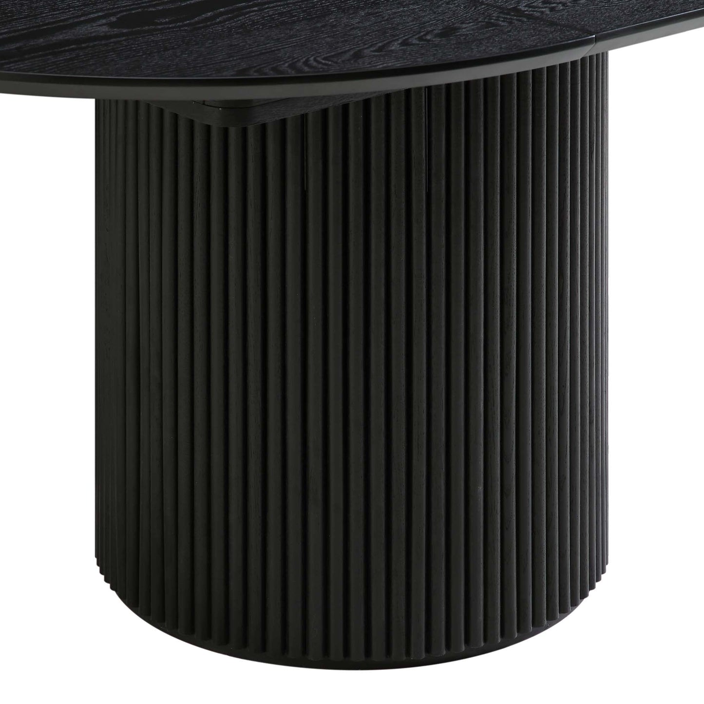 Table à manger ronde extensible Maru 4 à 6 places avec piédestal en chêne, noire