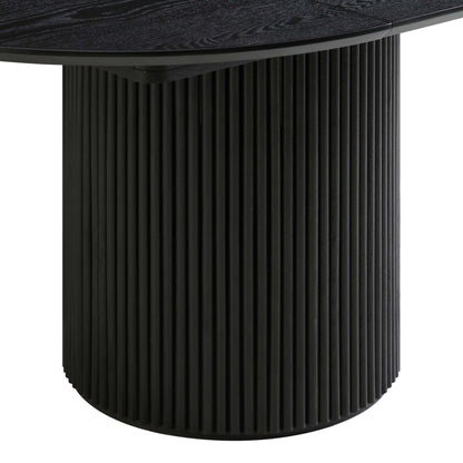 Table à manger ronde extensible Maru 4 à 6 places avec piédestal en chêne, noire