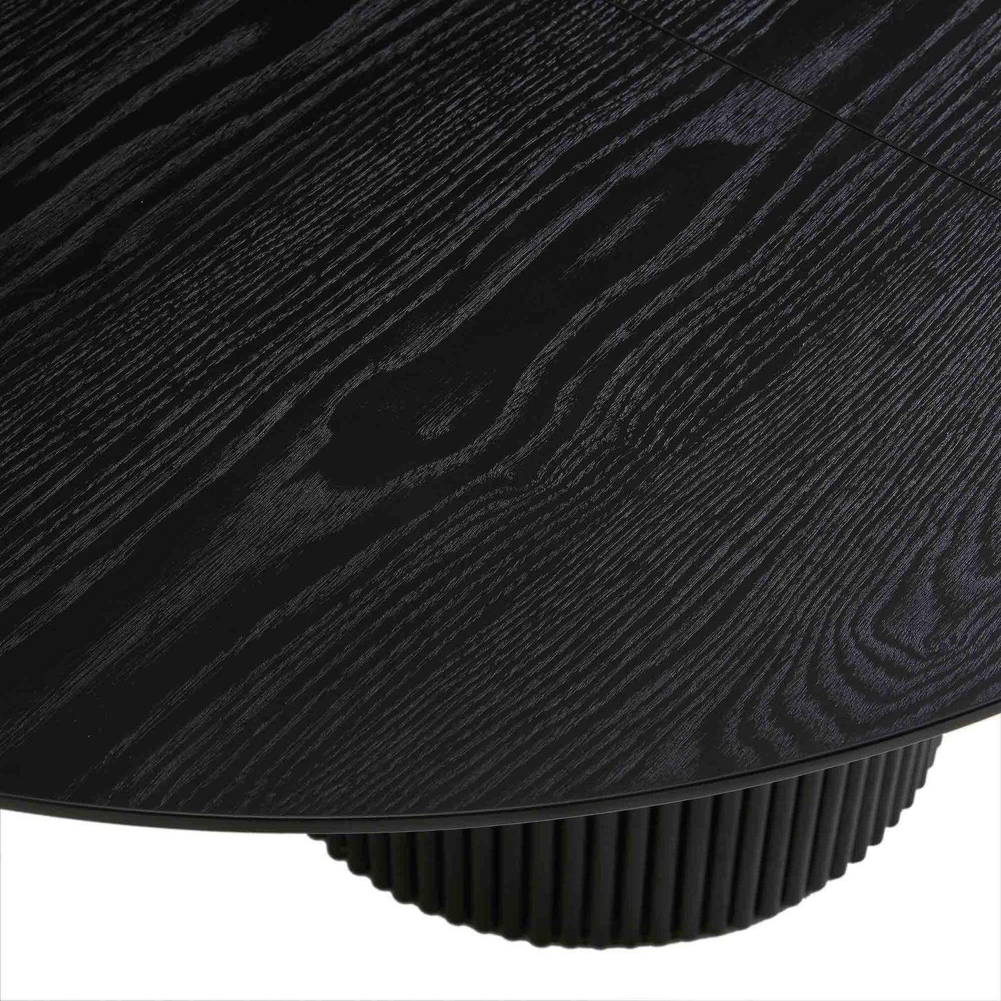 Table à manger ronde extensible Maru 4 à 6 places avec piédestal en chêne, noire