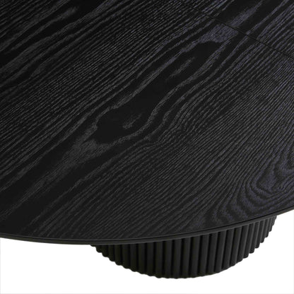 Table à manger ronde extensible Maru 4 à 6 places avec piédestal en chêne, noire