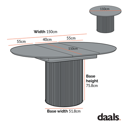 Table à manger ronde extensible Maru 4 à 6 places avec piédestal en chêne, vert sauge