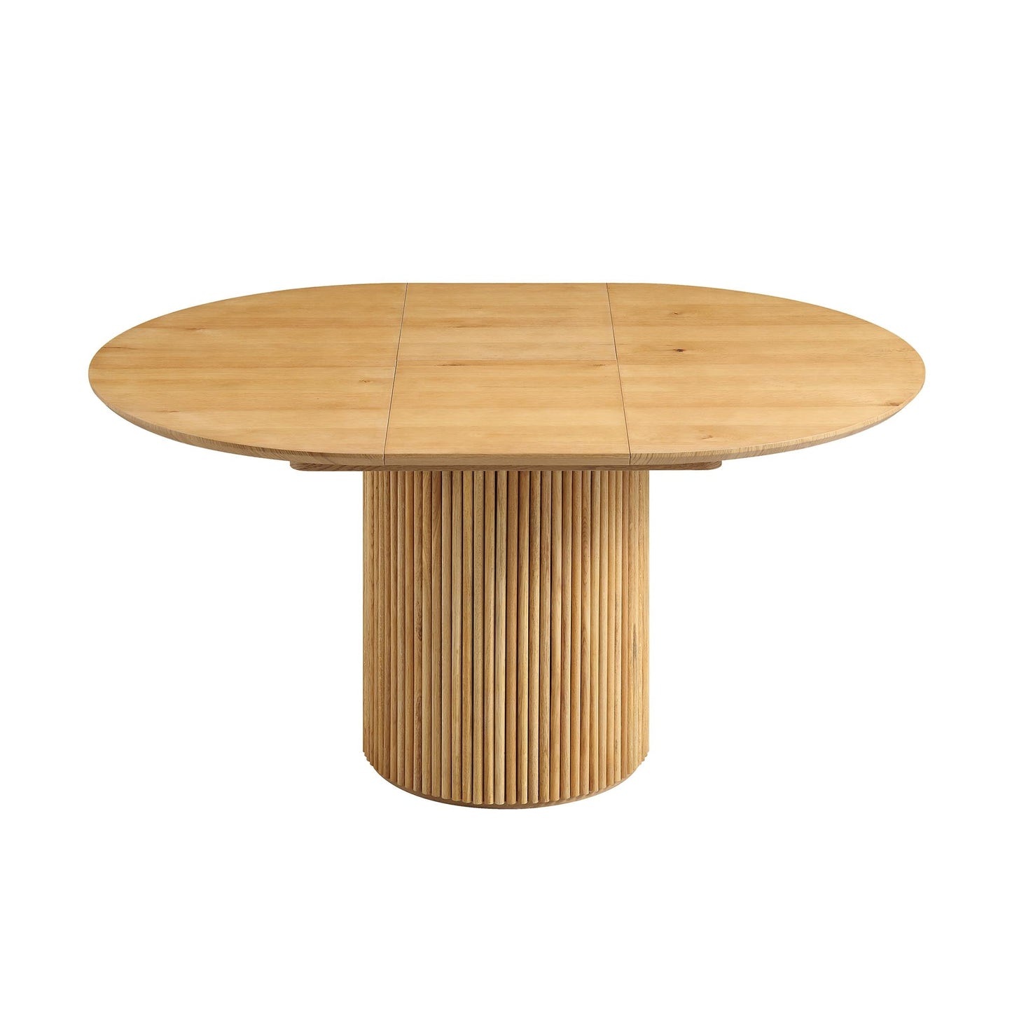Table à manger ronde extensible Maru 4 à 6 places avec piédestal en chêne