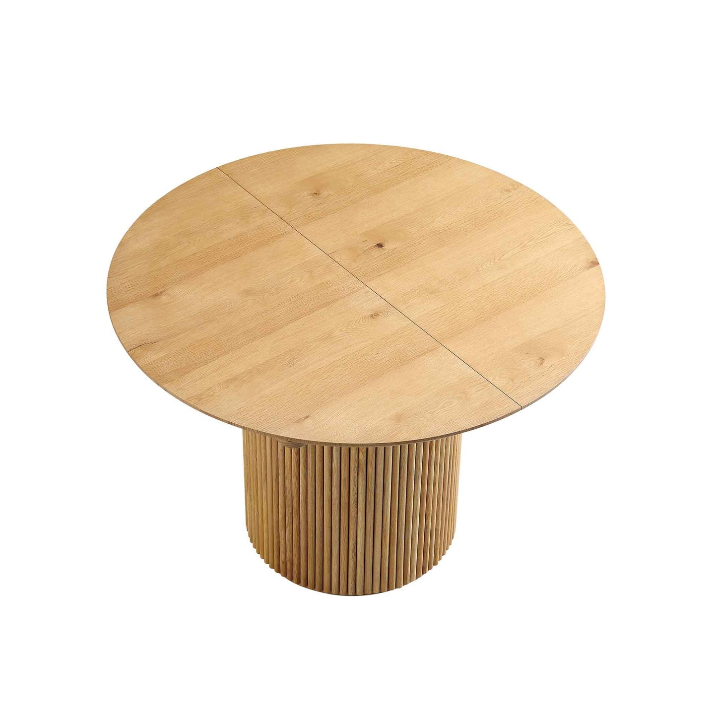 Table à manger ronde extensible Maru 4 à 6 places avec piédestal en chêne
