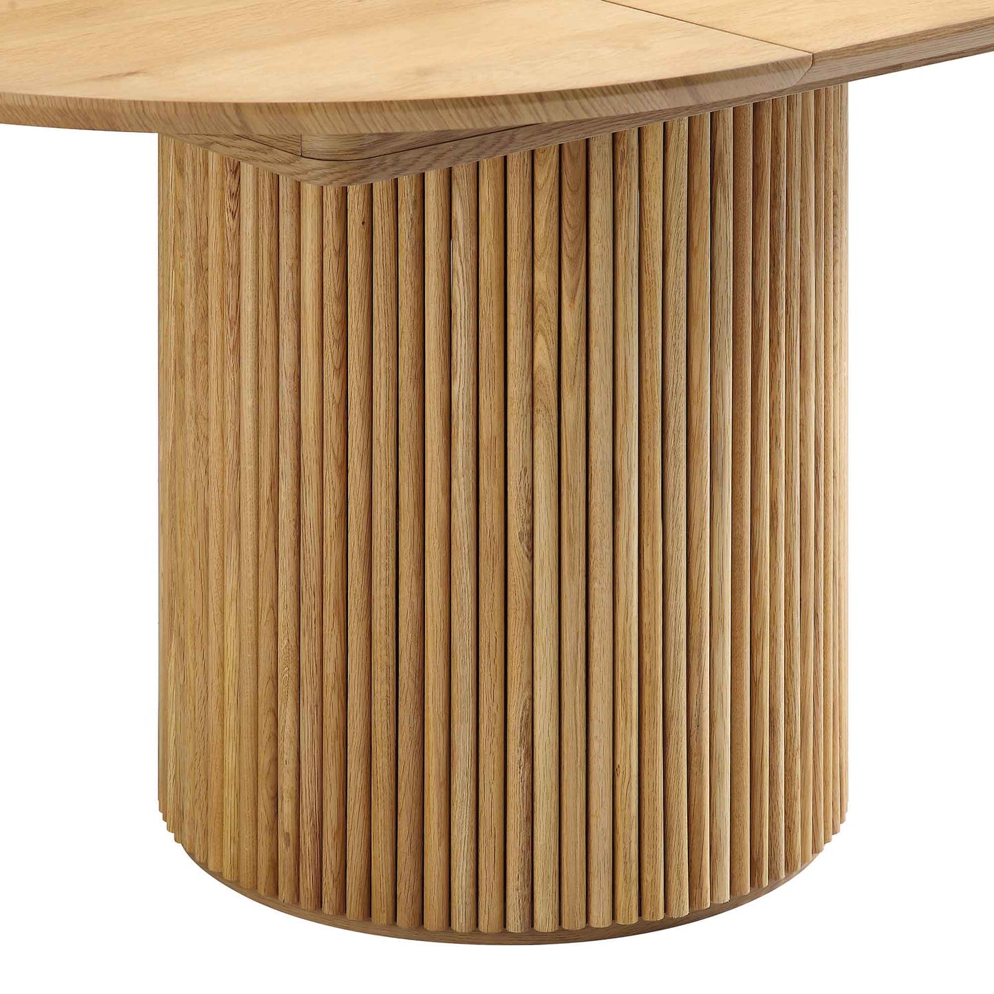 Table à manger ronde extensible Maru 4 à 6 places avec piédestal en chêne