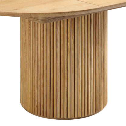 Table à manger ronde extensible Maru 4 à 6 places avec piédestal en chêne