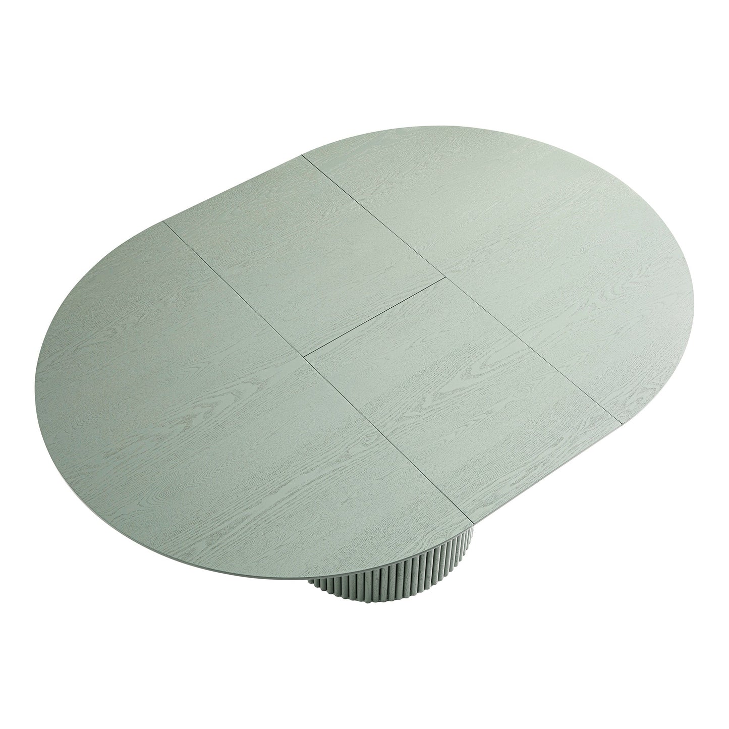 Table à manger ronde extensible Maru 4 à 6 places avec piédestal en chêne, vert sauge