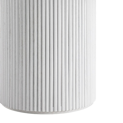 Table à manger ronde extensible Maru 4 à 6 places avec piédestal en chêne, blanc délavé