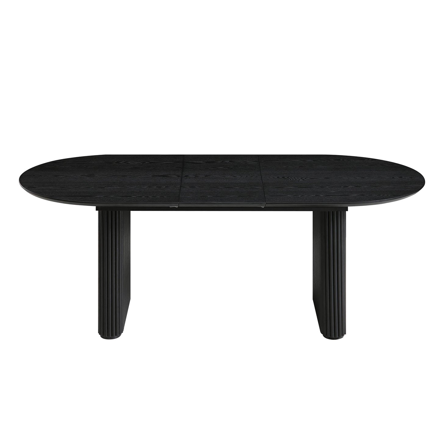 Table à manger ovale extensible Maru 6 à 8 places avec piédestal en chêne, noire