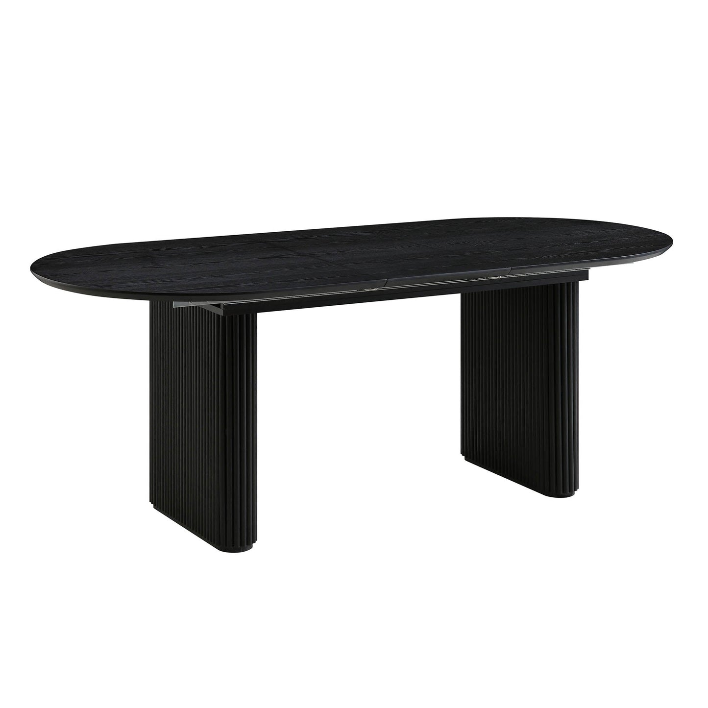 Table à manger ovale extensible Maru 6 à 8 places avec piédestal en chêne, noire