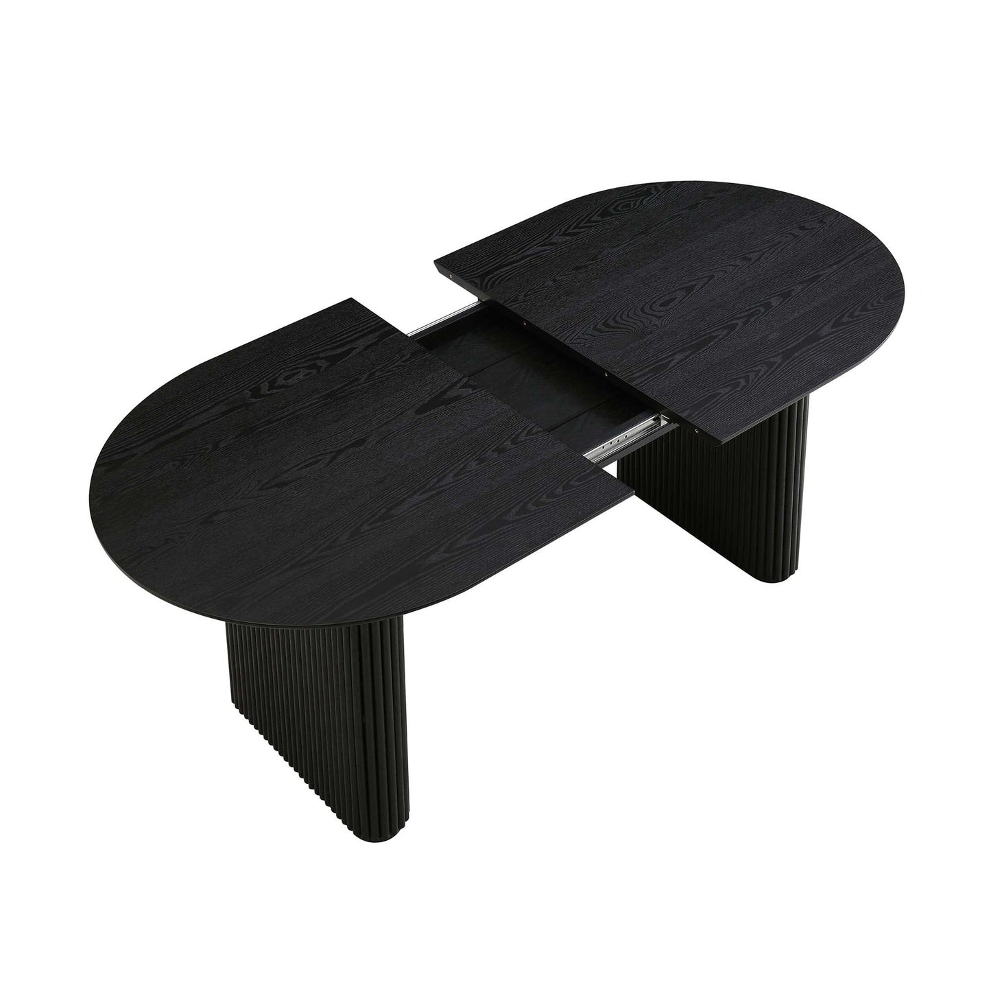 Table à manger ovale extensible Maru 6 à 8 places avec piédestal en chêne, noire