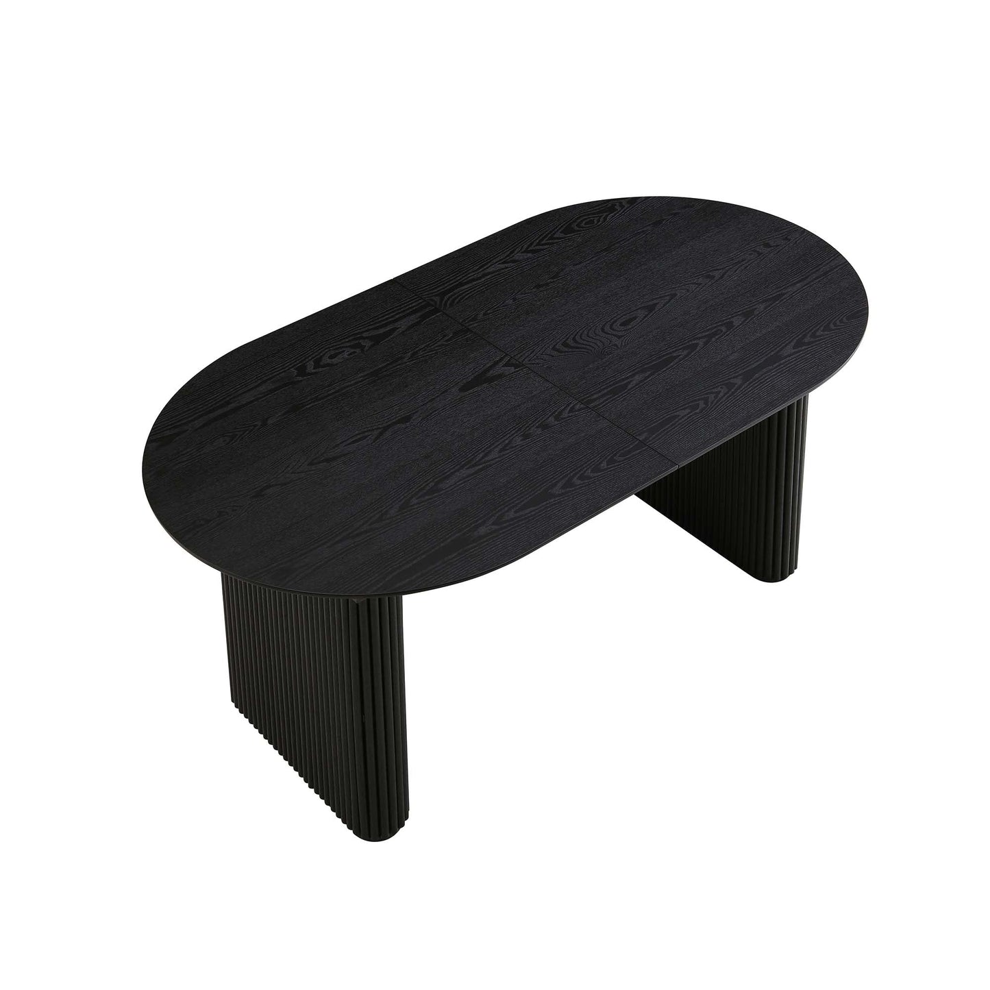 Table à manger ovale extensible Maru 6 à 8 places avec piédestal en chêne, noire