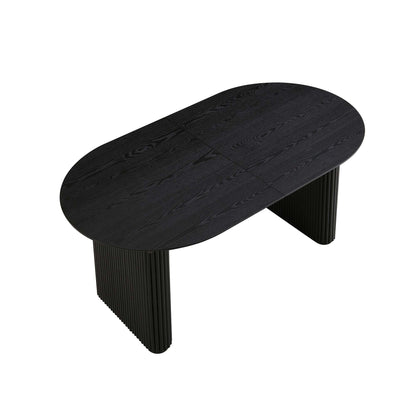 Table à manger ovale extensible Maru 6 à 8 places avec piédestal en chêne, noire