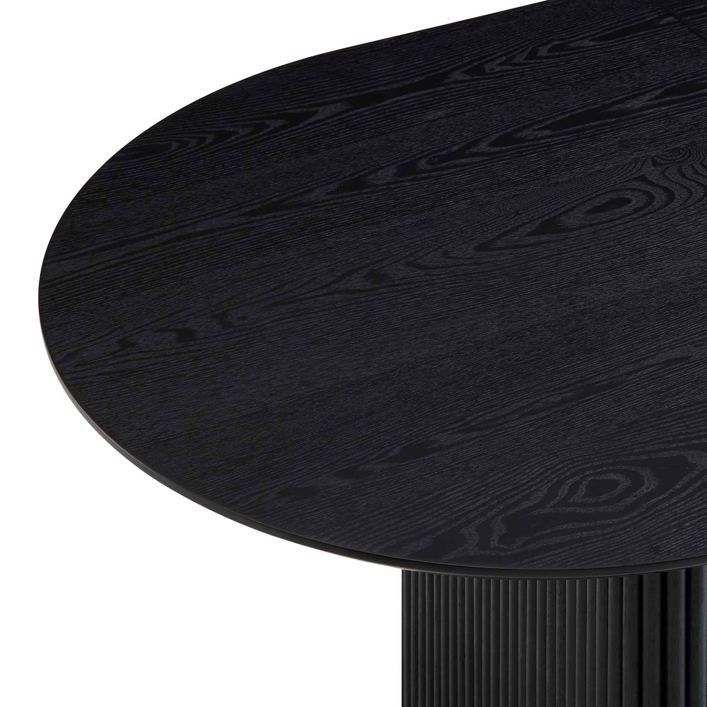 Table à manger ovale extensible Maru 6 à 8 places avec piédestal en chêne, noire