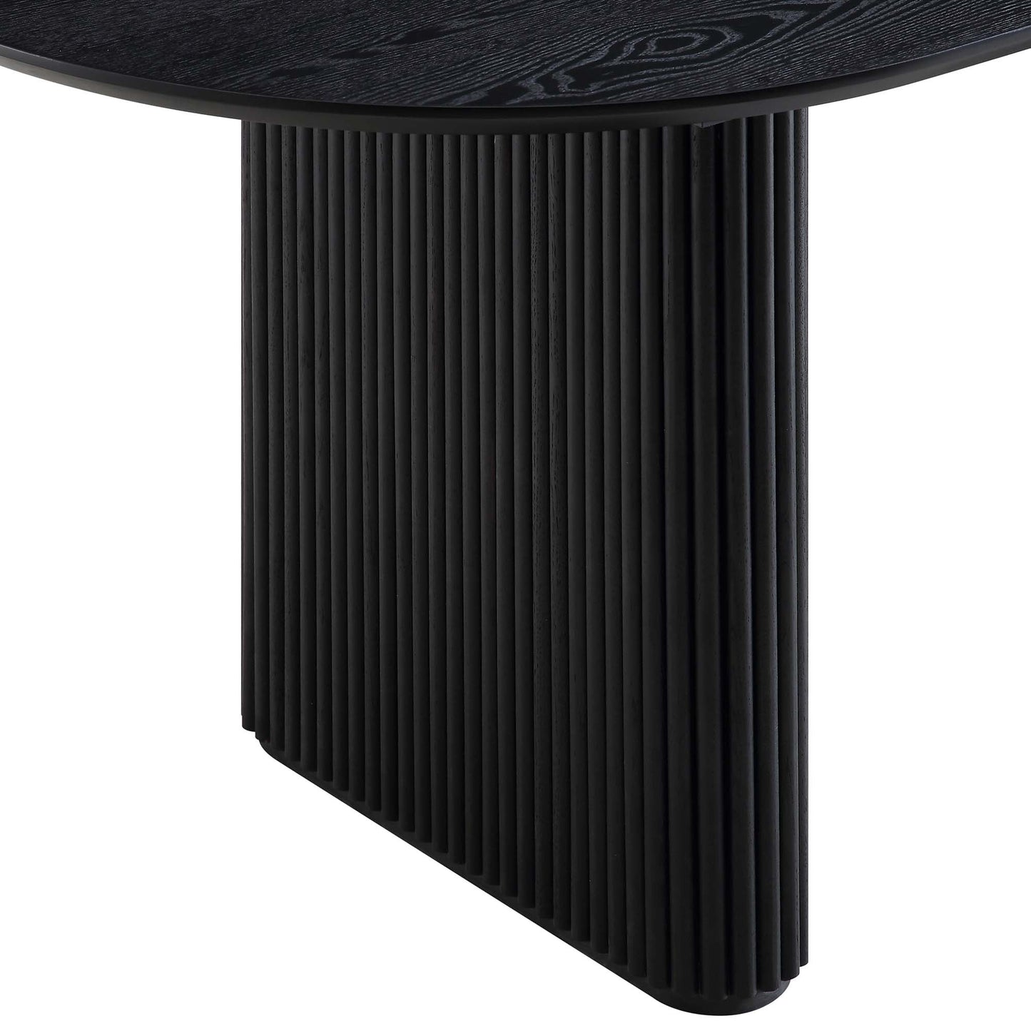 Table à manger ovale extensible Maru 6 à 8 places avec piédestal en chêne, noire