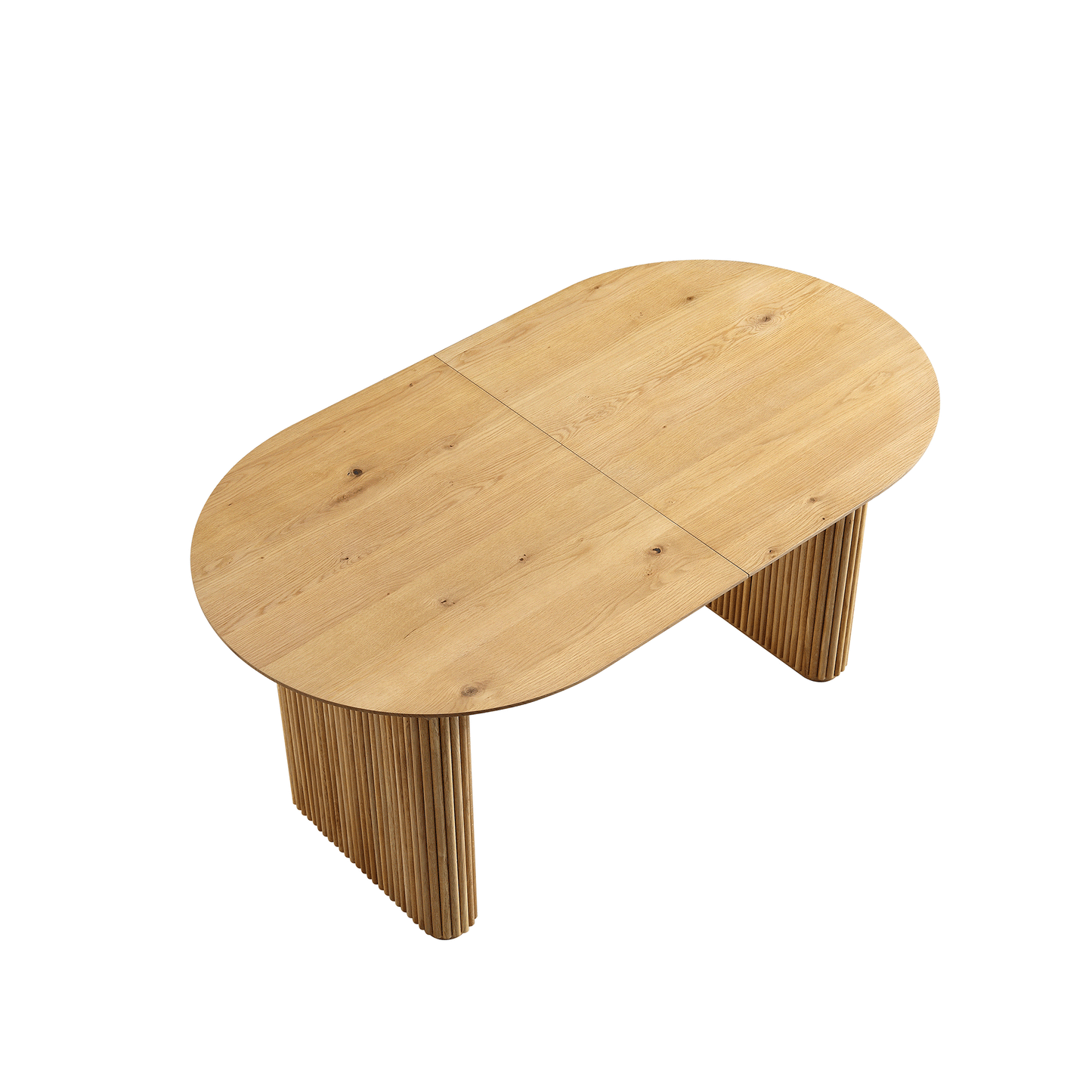 Table à manger ovale extensible Maru 6-8 places avec piédestal en chêne, chêne