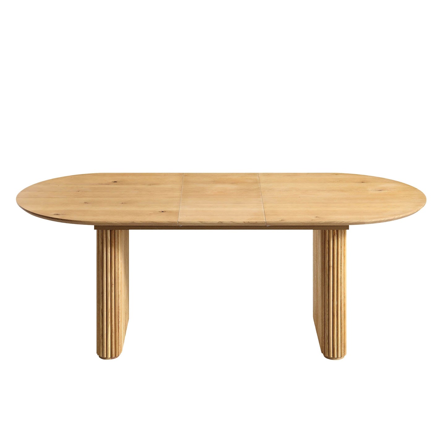 Table à manger ovale extensible Maru 6-8 places avec piédestal en chêne, chêne