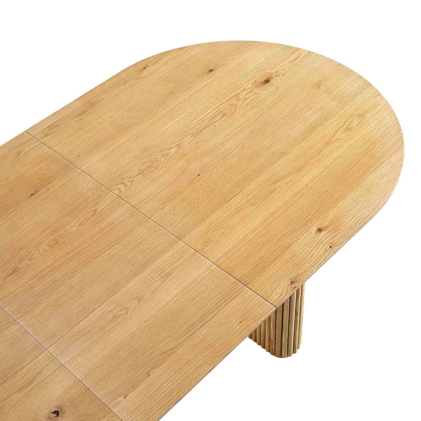 Table à manger ovale extensible Maru 6-8 places avec piédestal en chêne, chêne