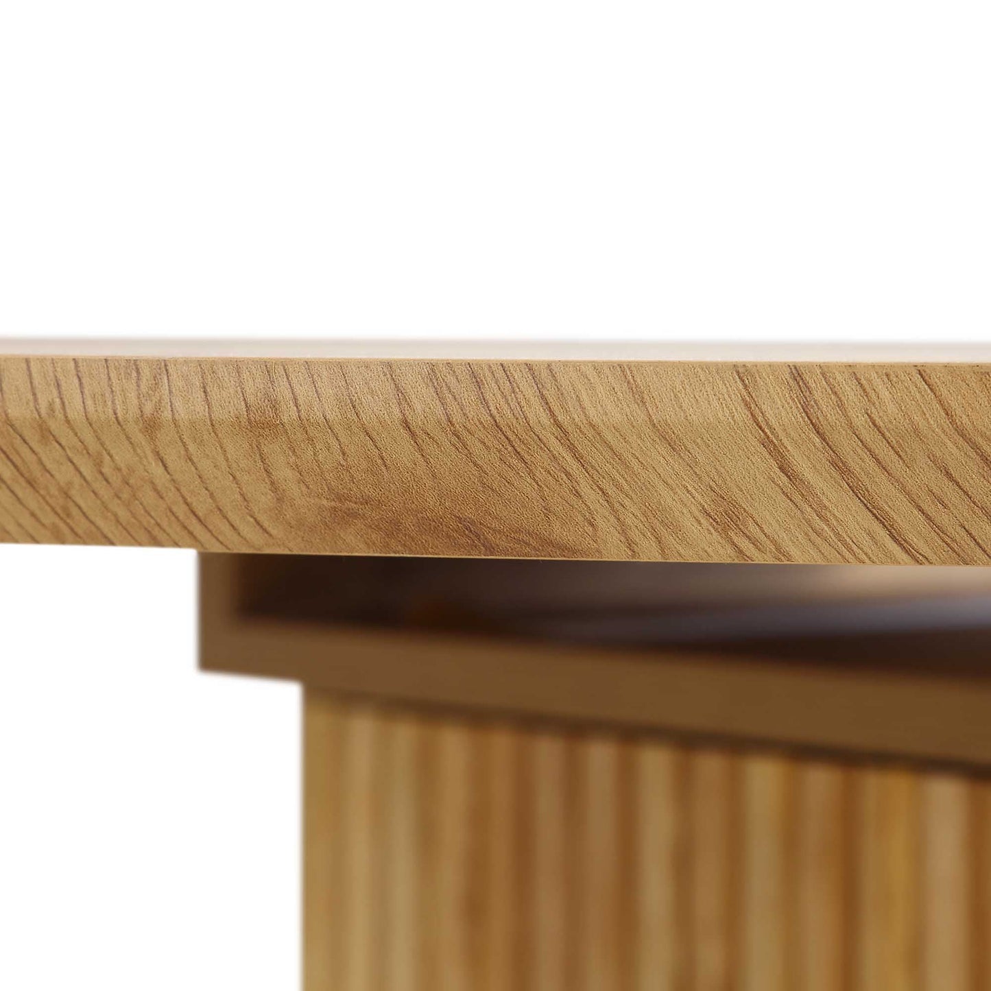 Table à manger ovale extensible Maru 6-8 places avec piédestal en chêne, chêne