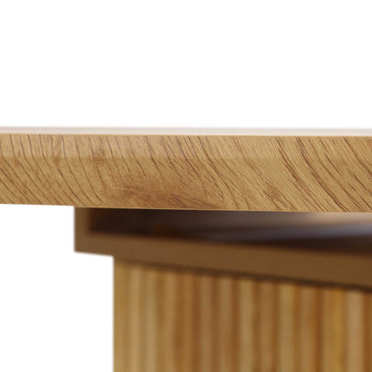 Table à manger ovale extensible Maru 6-8 places avec piédestal en chêne, chêne