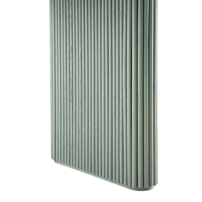 Table à manger ovale extensible Maru 6-8 places avec piédestal en chêne, vert sauge