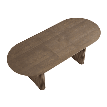 Table à manger ovale extensible Maru 6 à 8 places, chêne argenté