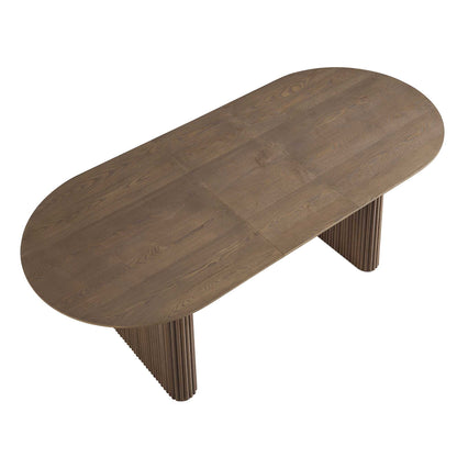 Table à manger ovale extensible Maru 6 à 8 places, chêne argenté