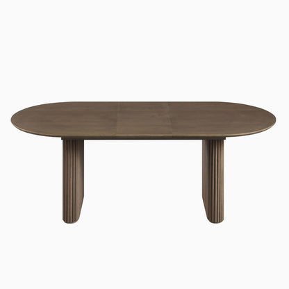 Table à manger ovale extensible Maru 6 à 8 places, chêne argenté